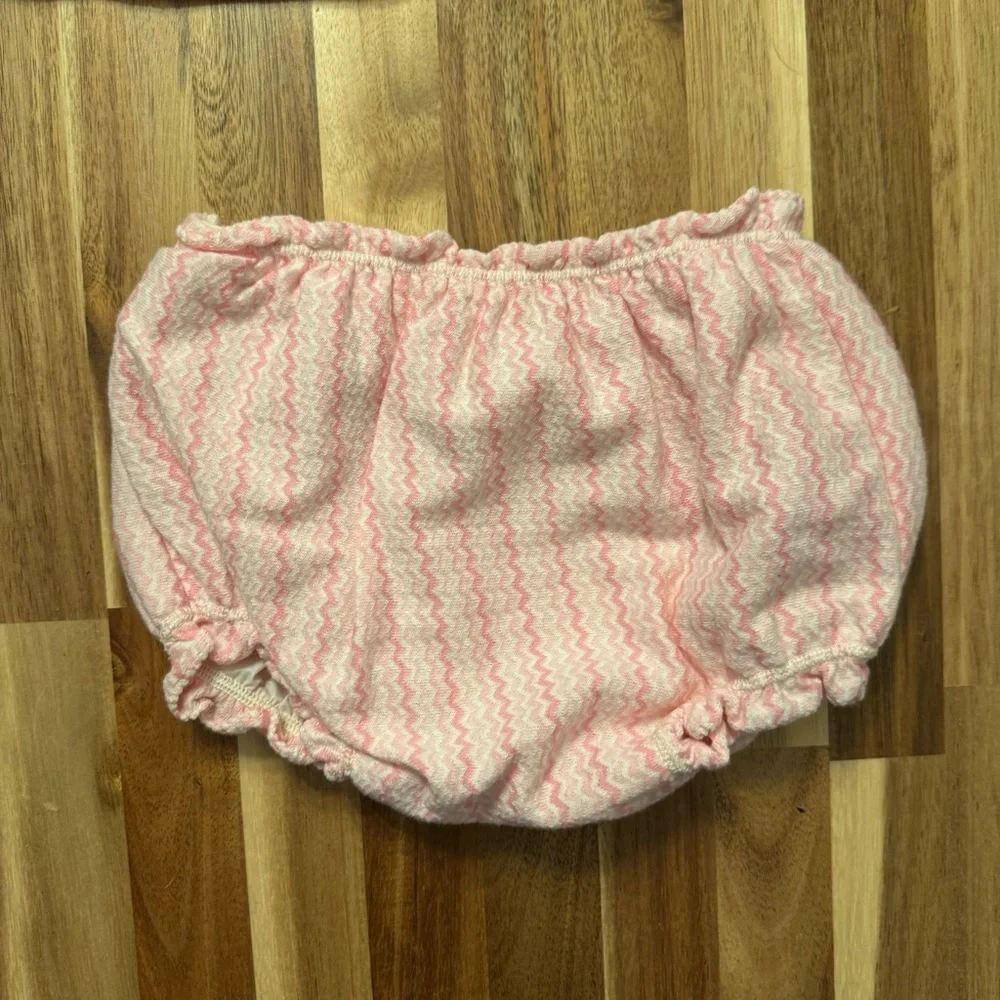 Vintage Carters Baby Girls Pink Chevron‎ Bunny Dress and Bloomers Set 12 Months